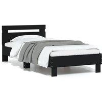 Berkfield Home Bed Frame without Mattress with Headboard Black 75x190 cm Small Single
