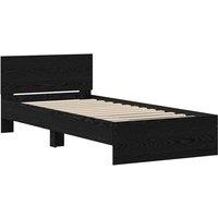 Berkfield Home Bed Frame without Mattress with Headboard Black Oak 75x190 cm