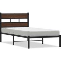 Berkfield Home Bed Frame without Mattress with Headboard Brown Oak 90x190 cm Single