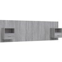 Berkfield Home Bed Headboard with Cabinets Grey Sonoma Engineered Wood