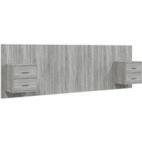 Berkfield Home Bed Headboard with Cabinets Grey Sonoma Engineered Wood
