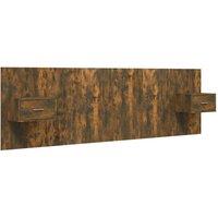 Berkfield Home Bed Headboard with Cabinets Smoked Oak Engineered Wood in Brown