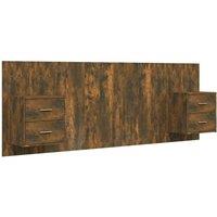 Berkfield Home Bed Headboard with Cabinets Smoked Oak Engineered Wood in Brown