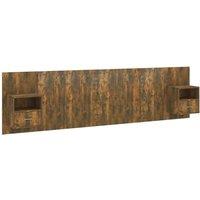 Berkfield Home Bed Headboard with Cabinets Smoked Oak Engineered Wood in Brown