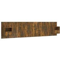 Berkfield Home Bed Headboard with Cabinets Smoked Oak Engineered Wood in Brown