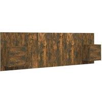 Berkfield Home Bed Headboard with Cabinets Smoked Oak Engineered Wood in Brown