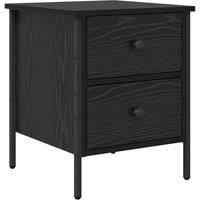 Berkfield Home Bedside Cabinet Black Oak 40x42x50 cm Engineered Wood | Size: 40 x 42 x 50 cm