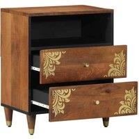 Berkfield Home Bedside Cabinet 50x33x60 cm Solid Wood Mango in Brown | Size: 50 x 33 x 60 cm