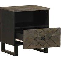 Berkfield Home Bedside Cabinet Black 40x33x46 cm Solid Wood Mango | Size: 40 x 33 x 46 cm