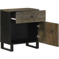 Berkfield Home Bedside Cabinet Black 50x33x60 cm Solid Wood Mango | Size: 50 x 33 x 60 cm
