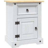 Berkfield Home Bedside Cabinet Mexican Pine Corona Range White 53x39x66 cm | Size: 53 x 39 x 66 cm