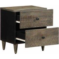 Berkfield Home Bedside Cabinet Light Grey 40x33x46 cm Solid Wood Mango | Size: 40 x 33 x 46 cm