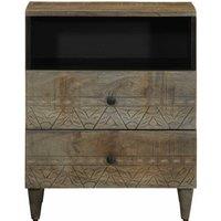 Berkfield Home Bedside Cabinet Light Grey 50x33x60 cm Solid Wood Mango | Size: 50 x 33 x 60 cm