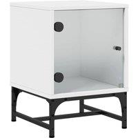 Berkfield Home Bedside Cabinet with Glass Door White 35x37x50 cm | Size: 35 x 37 x 50 cm