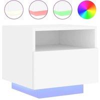 Berkfield Home Bedside Cabinet with LED Lights White 40x39x37 cm | Size: 40 x 39 x 37 cm
