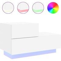 Berkfield Home Bedside Cabinet with LED Lights White 70x36x40.5 cm