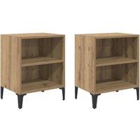 Berkfield Home Bedside Cabinets 2 pcs Artisan Oak 40x30x50 cm Engineered Wood in Brown | Size: 40 x 30 x 50 cm