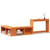 Berkfield Home Bedside Cabinet with Desk Wax Brown 232x112x75 cm Solid Wood Pine | Size: 232 x 112 x 75 cm