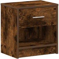 Berkfield Home Bedside Cabinet with Drawer Smoked Oak 39x28x41 cm in Brown | Size: 39 x 28 x 41 cm