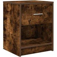 Berkfield Home Bedside Cabinet with Drawer Smoked Oak 40x34x50 cm in Brown | Size: 40 x 34 x 50 cm