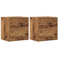 Berkfield Home Bedside Cabinets 2 pcs Old Wood 40x30x40 cm Engineered Wood in Brown | Size: 40 x 30 x 40 cm