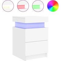 Berkfield Home Bedside Cabinet with LED Lights White 35x39x55 cm | Size: 35 x 39 x 55 cm