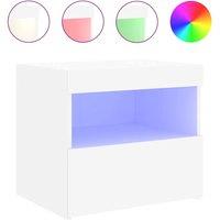 Berkfield Home Bedside Cabinet with LED Lights White 50x40x45 cm | Size: 50 x 40 x 45 cm
