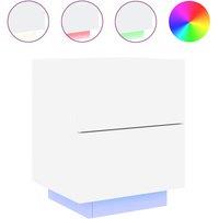 Berkfield Home Bedside Cabinet with LED Lights White Engineered Wood