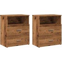 Berkfield Home Bedside Cabinets 2 pcs Old Wood 50x32x60cm Engineered Wood in Brown | Size: 50 x 32 x 60 cm
