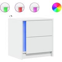 Berkfield Home Bedside Cabinet with LED Lights White Engineered Wood