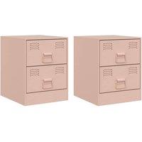 Berkfield Home Bedside Cabinets 2 pcs Pink 34.5x39x44 cm Steel