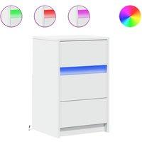 Berkfield Home Bedside Cabinet with LED Lights White Engineered Wood