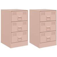 Berkfield Home Bedside Cabinets 2 pcs Pink 34.5x39x62 cm Steel