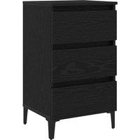 Berkfield Home Bedside Cabinet with Metal Leg Black Oak 40x35x69 cm | Size: 40 x 35 x 69 cm