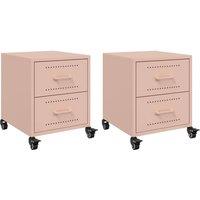 Berkfield Home Bedside Cabinets 2 pcs Pink 36x39x43.5 cm Steel
