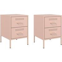 Berkfield Home Bedside Cabinets 2 pcs Pink 36x39x50.5 cm Steel