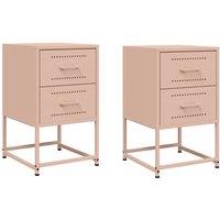 Berkfield Home Bedside Cabinets 2 pcs Pink 36x39x60.5 cm Steel