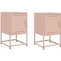 Berkfield Home Bedside Cabinets 2 pcs Pink 36x39x60.5 cm Steel