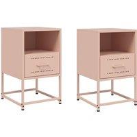 Berkfield Home Bedside Cabinets 2 pcs Pink 36x39x60.5 cm Steel
