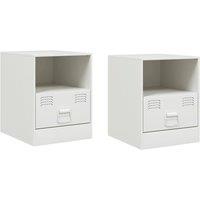 Berkfield Home Bedside Cabinets 2 pcs White 34.5x39x44 cm Steel