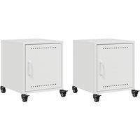 Berkfield Home Bedside Cabinets 2 pcs White 36x39x43.5 cm Steel
