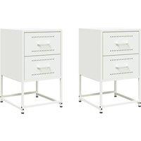 Berkfield Home Bedside Cabinets 2 pcs White 36x39x60.5 cm Steel