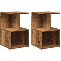 Berkfield Home Bedside Cabinets 2 pcs Old Wood 35x35x55 cm Engineered Wood in Brown | Size: 35 x 35 x 55 cm
