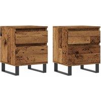 Berkfield Home Bedside Cabinets 2 pcs Old Wood 40x35x50 cm Engineered Wood in Brown | Size: 40 x 35 x 50 cm