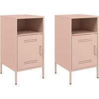 Berkfield Home Bedside Cabinets 2 pcs Pink 36x39x68 cm Steel | Size: 36 x 39 x 68 cm