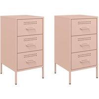 Berkfield Home Bedside Cabinets 2 pcs Pink 36x39x68 cm Steel | Size: 36 x 39 x 68 cm