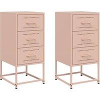 Berkfield Home Bedside Cabinets 2 pcs Pink 36x39x78 cm Steel | Size: 36 x 39 x 78 cm