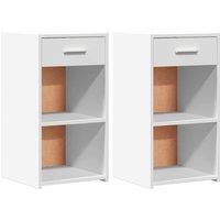 Berkfield Home Bedside Cabinets 2 pcs White 35x34x65 cm Engineered Wood | Size: 35 x 34 x 65 cm