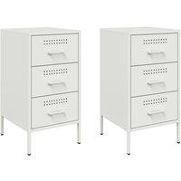 Berkfield Home Bedside Cabinets 2 pcs White 36x39x68 cm Steel | Size: 36 x 39 x 68 cm