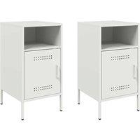 Berkfield Home Bedside Cabinets 2 pcs White 36x39x68 cm Steel | Size: 36 x 39 x 68 cm
